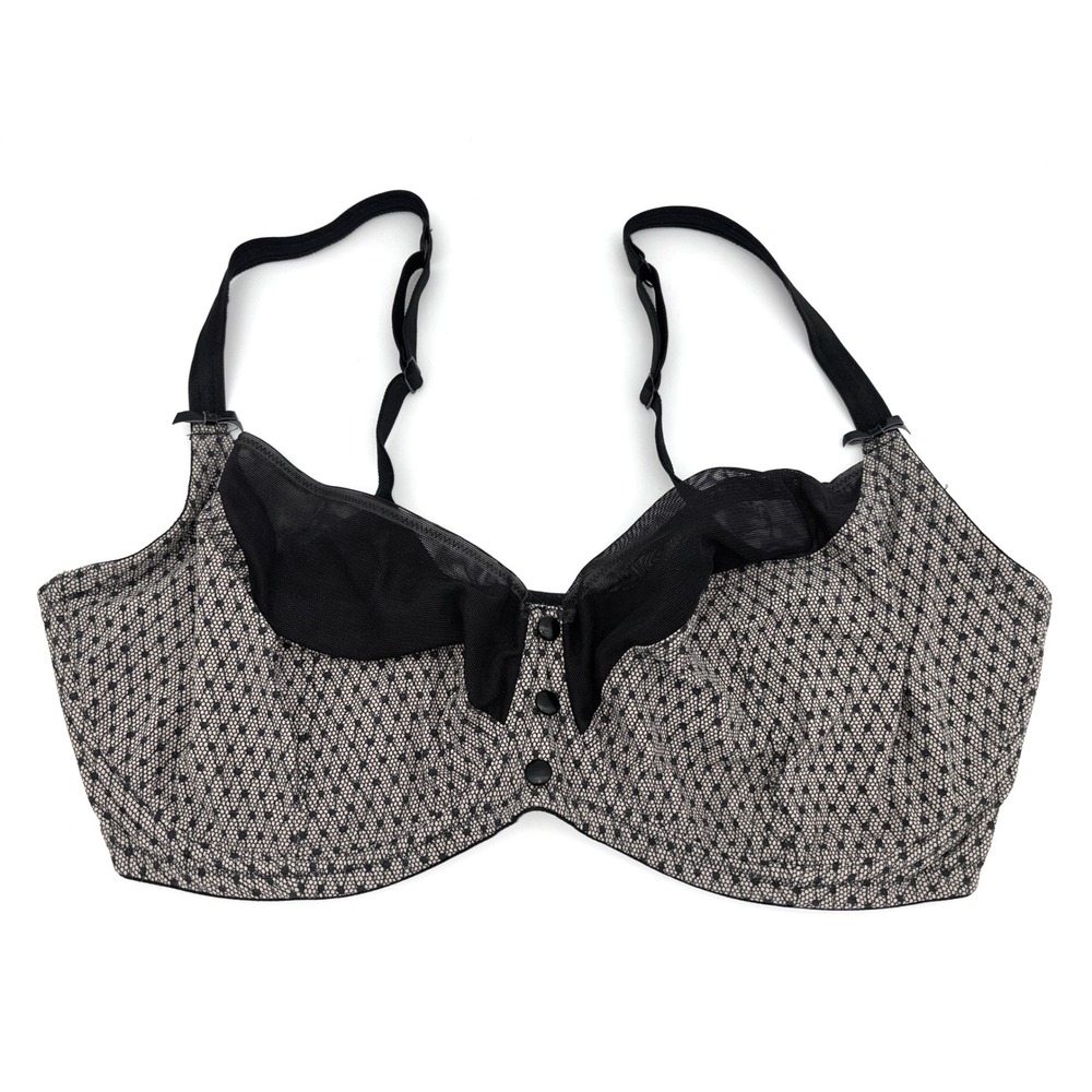LE MYSTERE Lace Unlined Bra Sophie Underwire Black Steampunk Mesh‎ Sexy 38G
